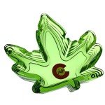 Weed Leaf Ashtray Colorado Puffr Green Glass 5"