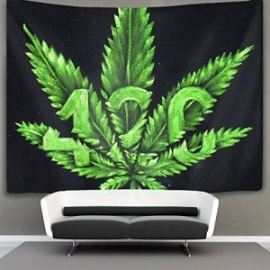 NiYoung Green Leaf Weedleaf Pot Leaf Wall Tapestry Hippie Art Tapestry Wall Hanging Home Decor Extra Large tablecloths 50x60 inches for Bedroom Living Room Dorm Room