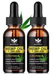 (2 Pack) Organic Hemp Oil - 100% Natural Hemp Oil Extract, Calming, Sleep, Relaxation, Immune Support, Rich in Omega 3, 6, 9 Fatty Acids, Vegan - 30mL