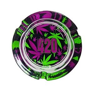 Glass Cigarette Ashtray with Colorful Pattern…