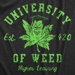 Womens University of Weed T Shirt Funny 420 Weed Leaf College Tee for Ladies Funny T Shirts 420 Tops for Women Women's Novelty Tees Black - L