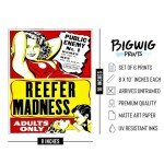 BigWig Prints Vintage Marijuana Posters - Classic Reefer Madness Art, Cannabis Culture Decor, Retro Stoner Wall Art, 420 Room Decorations, Propaganda Style Weed Artwork - Unframed Set of 6 (11x17)