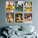 BigWig Prints Vintage Marijuana Posters - Classic Reefer Madness Art, Cannabis Culture Decor, Retro Stoner Wall Art, 420 Room Decorations, Propaganda Style Weed Artwork - Unframed Set of 6 (11x17)
