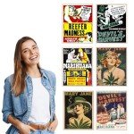 BigWig Prints Vintage Marijuana Posters - Classic Reefer Madness Art, Cannabis Culture Decor, Retro Stoner Wall Art, 420 Room Decorations, Propaganda Style Weed Artwork - Unframed Set of 6 (11x17)