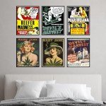 BigWig Prints Vintage Marijuana Posters - Classic Reefer Madness Art, Cannabis Culture Decor, Retro Stoner Wall Art, 420 Room Decorations, Propaganda Style Weed Artwork - Unframed Set of 6 (11x17)