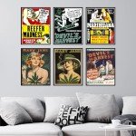 BigWig Prints Vintage Marijuana Posters - Classic Reefer Madness Art, Cannabis Culture Decor, Retro Stoner Wall Art, 420 Room Decorations, Propaganda Style Weed Artwork - Unframed Set of 6 (11x17)