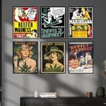 BigWig Prints Vintage Marijuana Posters - Classic Reefer Madness Art, Cannabis Culture Decor, Retro Stoner Wall Art, 420 Room Decorations, Propaganda Style Weed Artwork - Unframed Set of 6 (11x17)