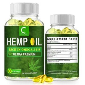 GPGP GreenPeople 100% Natural Hemp Oil Capsules - 180 Servings - Extra Strength Hemp Oil Extract for Stress, Sleep & Mood Support, Rich in Omega 3, 6, 9