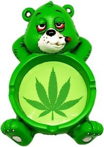 Auhafaly Cool Stoner Bear Polyresin Ashtray for Smoker Gifts - 4"x6"