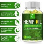 GPGP GreenPeople 100% Natural Hemp Oil Capsules - 180 Servings - Extra Strength Hemp Oil Extract for Stress, Sleep & Mood Support, Rich in Omega 3, 6, 9