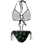 htrewtregregre Swimsuits Cannabis Leaf Marijuana Herb Weed Bikini Set with Bra and Strappy Triangle Briefs for Women, Color1, Small