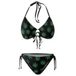 htrewtregregre Swimsuits Cannabis Leaf Marijuana Herb Weed Bikini Set with Bra and Strappy Triangle Briefs for Women, Color1, Small
