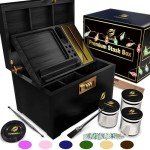 HOVANZO Premium Large Bamboo Storage Box with Combination Lock - Decorative Box Set - Large Wooden Container - Decorative Wood Box with Accessories - Wood Kit with Glass Jars