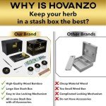 HOVANZO Premium Large Bamboo Storage Box with Combination Lock - Decorative Box Set - Large Wooden Container - Decorative Wood Box with Accessories - Wood Kit with Glass Jars