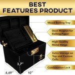 HOVANZO Premium Large Bamboo Storage Box with Combination Lock - Decorative Box Set - Large Wooden Container - Decorative Wood Box with Accessories - Wood Kit with Glass Jars