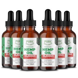 Organic Hemp Seed Oil (6 Oz), Peppermint Flavor, High Potency 30,000 mg - Helps in Natural Comfort, Sleep, Relaxation & Mood, Transparent Hemp Oil Dosage, Non-Habit Forming - Non-GMO, Vegan