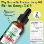 Organic Hemp Seed Oil (6 Oz), Peppermint Flavor, High Potency 30,000 mg - Helps in Natural Comfort, Sleep, Relaxation & Mood, Transparent Hemp Oil Dosage, Non-Habit Forming - Non-GMO, Vegan