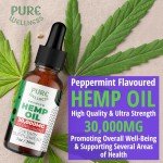 Organic Hemp Seed Oil (6 Oz), Peppermint Flavor, High Potency 30,000 mg - Helps in Natural Comfort, Sleep, Relaxation & Mood, Transparent Hemp Oil Dosage, Non-Habit Forming - Non-GMO, Vegan