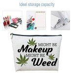 Makeup Cosmetic Marijuana Bag For Women - Might Be Makeup Might Be Weed - Zip Travel Bag Humor Weed Leaves Makeup Pack Gifts For Friends Sisters Colleagues Lovers Employees Bosses …