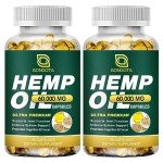 Hemp Oil Capsules - 100% Organic Hemp Oil, 60,000 Max Strength, Supports Immune, Skin, Calm, Sleep & Overall Health - 180 Veggie Softgels