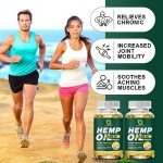 Hemp Oil Capsules - 100% Organic Hemp Oil, 60,000 Max Strength, Supports Immune, Skin, Calm, Sleep & Overall Health - 180 Veggie Softgels