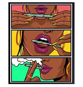 Stoner Room Decor - Dope Poster - Marijuana Decorations - African American Wall Art - African American Women, Black Woman- Pothead Cannabis Gifts - Blunt Weed Smoking Gifts - Black Art Dope Wall Print