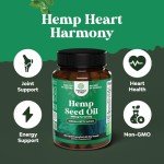 High Absorption Hemp Oil Capsules - Vegan Omega 3 6 9 Supplement with Essential Fatty Acids for Joint Support Relaxing Mood and Skin Health - Halal Non-GMO 1000mg per Serving Hemp Seed Oil Capsules