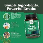High Absorption Hemp Oil Capsules - Vegan Omega 3 6 9 Supplement with Essential Fatty Acids for Joint Support Relaxing Mood and Skin Health - Halal Non-GMO 1000mg per Serving Hemp Seed Oil Capsules