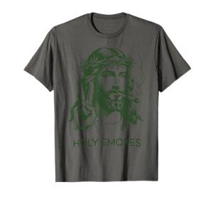 Retro Holy Smokes Jesus Marijuana Weed Cannabis Stoner 420 T-Shirt