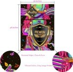 Hippie Hippy Wall Tapestry Trippy Smoking Tapestries Blacklight Tapestry for Stoner Bedroom Room Decor Weed Accessories Smoke Tapestrys Marijuana Cannabis High ST Poster Trippy Room Decor 48” x 36”