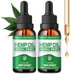 Hemp Oil High Potency - Hemp Drops Max Strength 100% Pure Natural Hemp Oils Extract - Best Edible Hemp Supplement for Adult 2 Packs