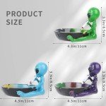 Ashtray, Cute Cool Hand-Painted Resin Ash Tray for Cigarettes and Cigar, Must Haves Funny Fantasy Home Decor Christmas Gift for Smoker, Tabletop Ornament for Indoor Outdoor Apartment Patio Use (Green)