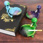 Ashtray, Cute Cool Hand-Painted Resin Ash Tray for Cigarettes and Cigar, Must Haves Funny Fantasy Home Decor Christmas Gift for Smoker, Tabletop Ornament for Indoor Outdoor Apartment Patio Use (Green)