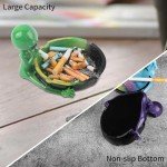 Ashtray, Cute Cool Hand-Painted Resin Ash Tray for Cigarettes and Cigar, Must Haves Funny Fantasy Home Decor Christmas Gift for Smoker, Tabletop Ornament for Indoor Outdoor Apartment Patio Use (Green)