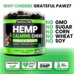 Grateful Pawz Hemp Calming Chews for Dogs - Dog Calming Chews - 170 Anxiety Relief Treats with Hemp Oil - Sleep Aid - Advanced Health Joint Support Supplement - Health & Wellness
