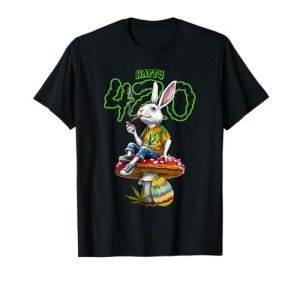 Easter Bunny Smoking Weed Happy 420 Pot Marijuana Rabbit T-Shirt