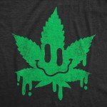 Mens Dripping Pot Leaf Smile T Shirt Funny 420 Weed Smoking Lovers Smiling Face Joke Tee for Guys Funny T Shirts 420 Apparel for Men Novelty Tees for Guys Black - L