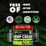 Hemp Cream Maximum Strength (4 oz) Hemp Oil & Arnica, Soothes Discomfort on Joint Muscle Shoulder Hip Nerve Neck Knee & Back Support. All Relief Cream. Instant Turmeric Menthol Rub
