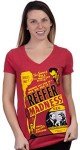 Ann Arbor T-shirt Co. Reefer Madness (1936 Poster) | Funny Absurd Vintage Drug War Marijuana Weed Pot Propaganda Women's T-Shirt (Vneck, L) Red Heather