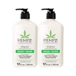 Hempz Original, Natural Hemp Seed Oil Body Moisturizer with Shea Butter & Ginseng, Pure Herbal Skin Lotion for Dryness, Nourishing Vegan Cream, Floral and Banana, 17 Fl Oz, 2 Pack
