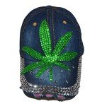 Popfizzy Bling Weed Hat for Women, Distressed Denim Weed Clothes, Pot Leaf Hats, Marijuana Gifts for Women