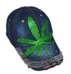 Popfizzy Bling Weed Hat for Women, Distressed Denim Weed Clothes, Pot Leaf Hats, Marijuana Gifts for Women