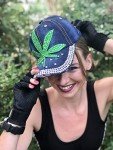 Popfizzy Bling Weed Hat for Women, Distressed Denim Weed Clothes, Pot Leaf Hats, Marijuana Gifts for Women