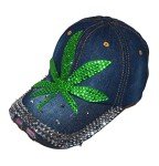 Popfizzy Bling Weed Hat for Women, Distressed Denim Weed Clothes, Pot Leaf Hats, Marijuana Gifts for Women