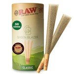 RAW Cones 1 1/4 Size: 50 Pack Patented Slow Burning Pre Rolled Rolling Papers & Tips, Classic Raw Paper, 84mm