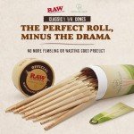 RAW Cones 1 1/4 Size: 50 Pack Patented Slow Burning Pre Rolled Rolling Papers & Tips, Classic Raw Paper, 84mm