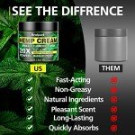 Natural Hemp Cream 8 fl oz - Maximum Strength - Arnica,MSM, Turmeric, Emu Oil, Menthol, Aloe - Muscle, Joint, Nack, Shoulder, Back, Low Back, Knee, Foot