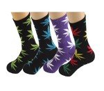 4 Pairs Pack Marijuana Weed Leaf Printed Cotton Athletic Sports High Crew Socks for Women Men(B-4 pairs)