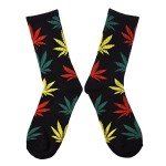 4 Pairs Pack Marijuana Weed Leaf Printed Cotton Athletic Sports High Crew Socks for Women Men(B-4 pairs)