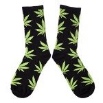 4 Pairs Pack Marijuana Weed Leaf Printed Cotton Athletic Sports High Crew Socks for Women Men(B-4 pairs)